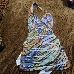 Pattern halter dress